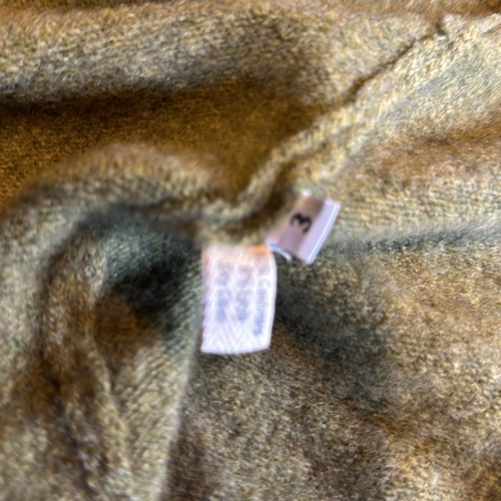 Camari cashmere sweater heathered olive drab green cascading open front low back - Picture 10 of 10